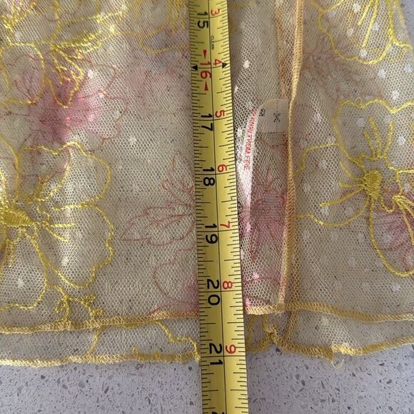 NWOT Free People Postcard from Paris Long Sleeve Lace Yellow Sheer M Embroidered - Picture 13 of 16